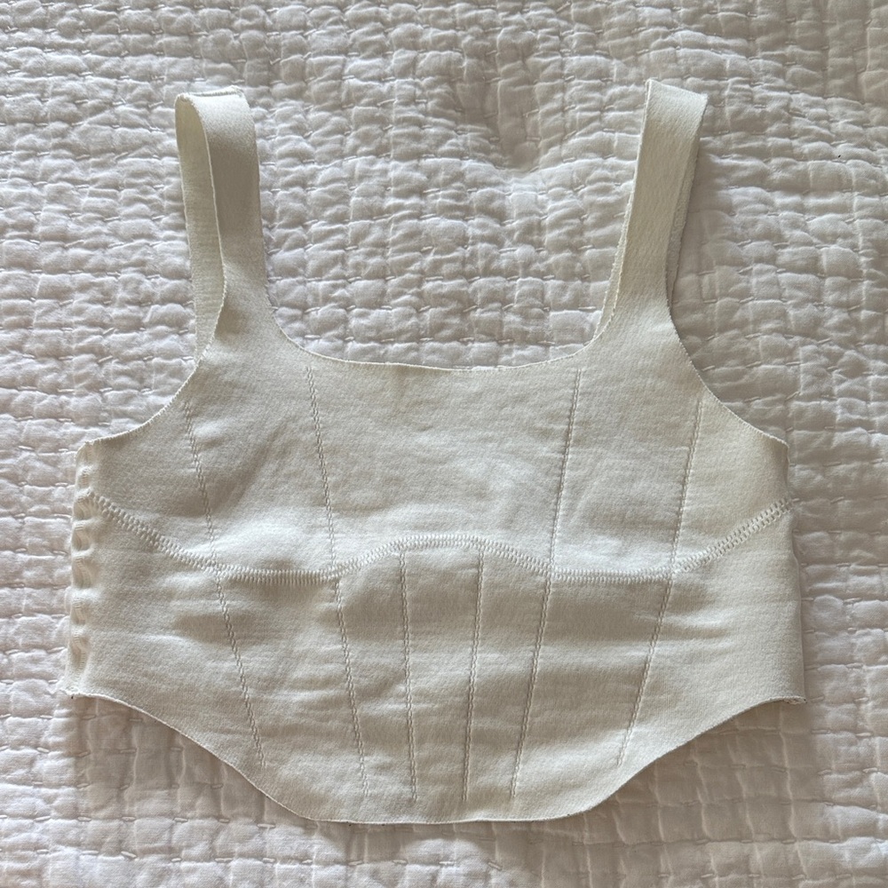 Cream Sleeveless Corset Workout Top